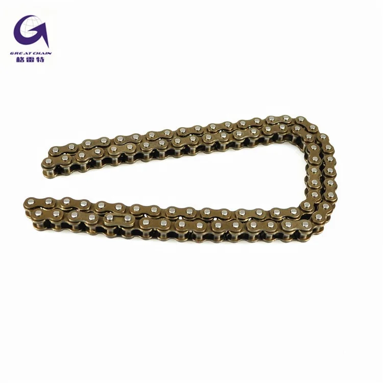 Copper plated Motorcycle Chains high quality simplex 40Mn  25H-1*62 Link Roller transmission bicycle chain Motorcycle