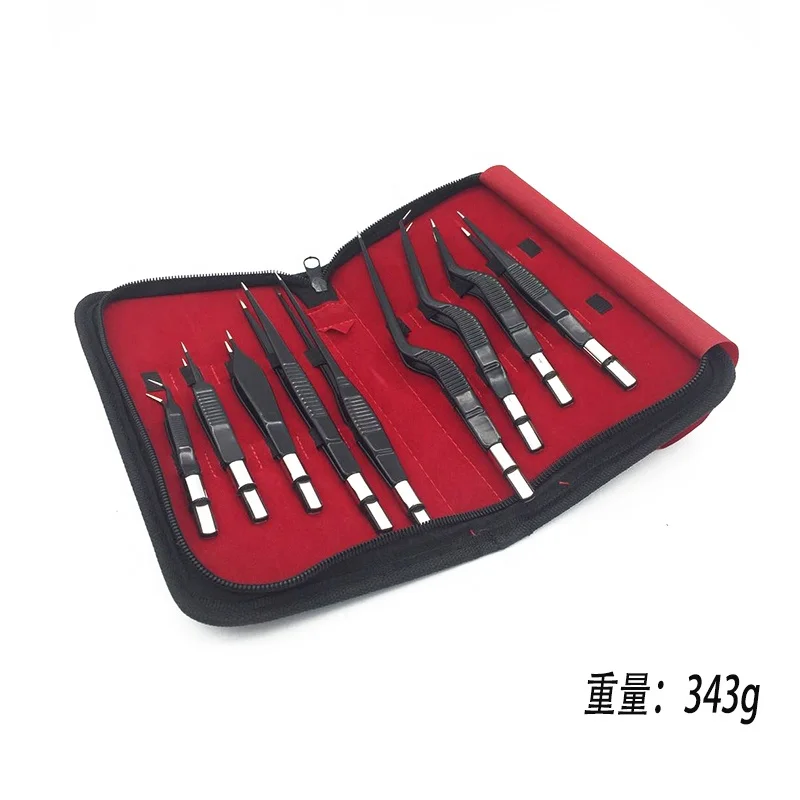 
9 pieces per set reusable bipolar forceps electrosurgical instruments bayonet non stick adson twin polar forceps with 1 cable 