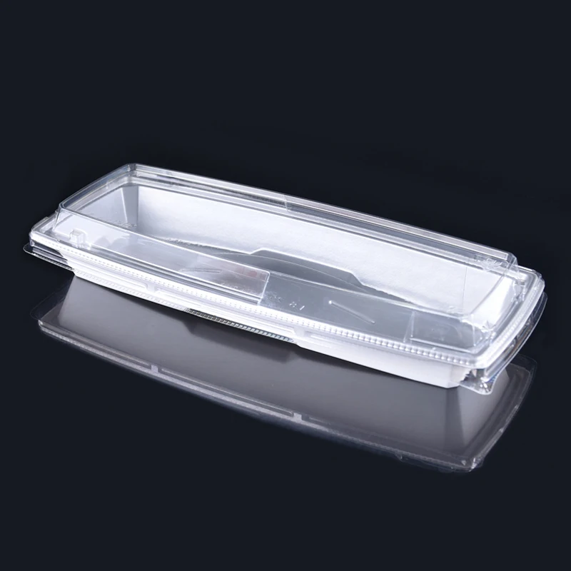 Wholesale Cheap PET Material Transparent Plastic Take Away Sushi Container Plastic Sushi Packing Tray With Lid
