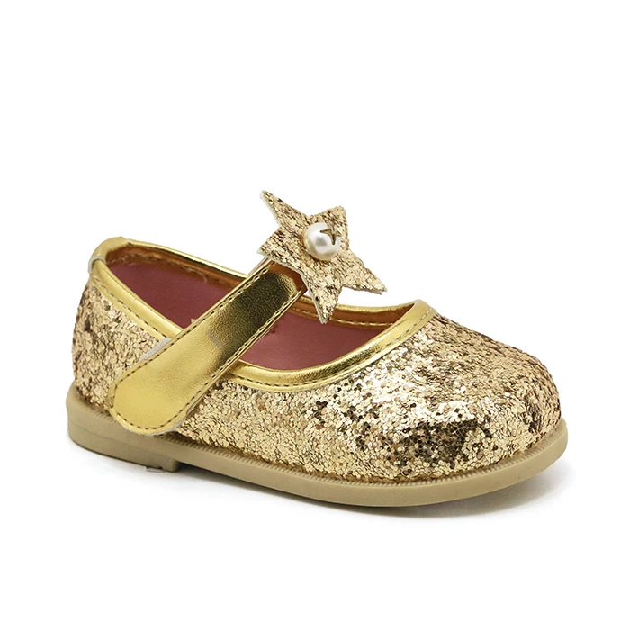 Модная повседневная обувь для малышей, золотистая балерина на плоской подошве, костюм, Классическая обувь для маленьких девочек