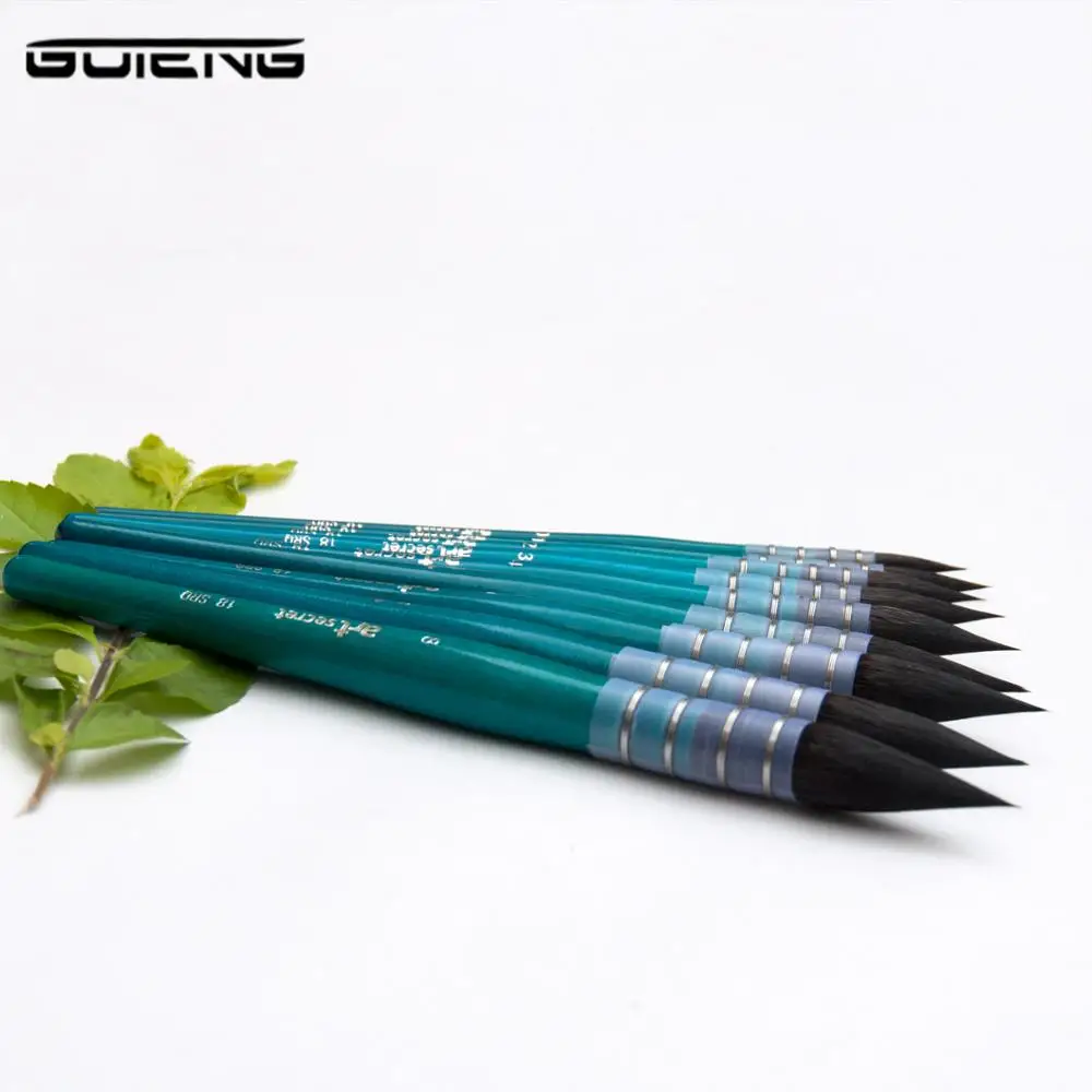 Lootaan Korean Blue Squirrel Rod Watercolor Brush Blue Fat Brush Chinchilla Hair Brushes