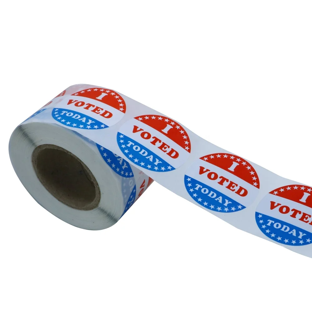 Hybsk I Voted Today with Red, White, black and Blue Circle Stickers 1.5 Inch Round 500 Labels Per Roll