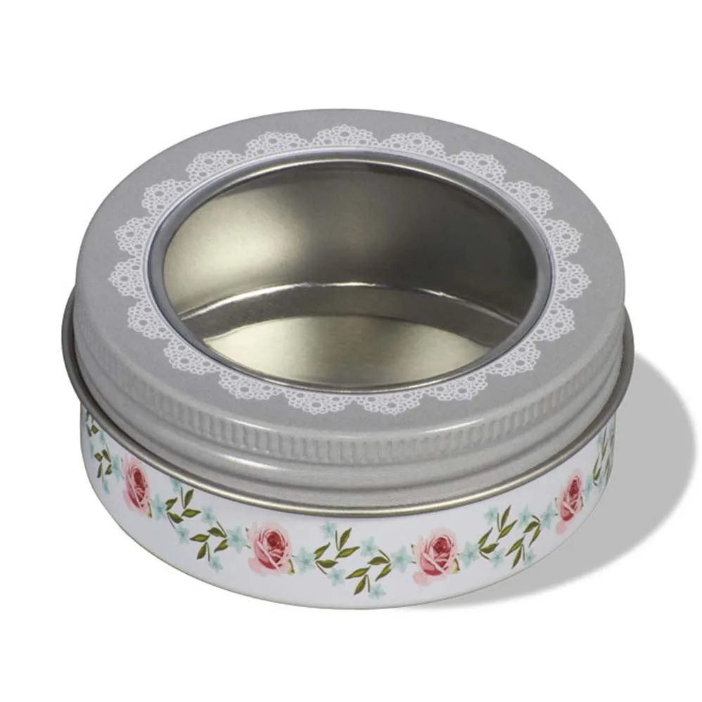 Odm Recycle Metal Round Gift Tin Box Clear Cans