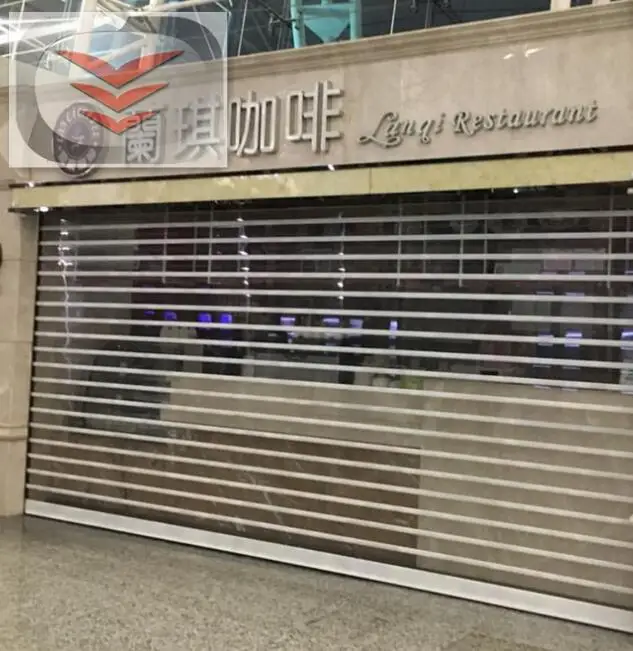 wholesale pc  crystal  Finished Surface and Rolling Open Style transparent roller shutter door