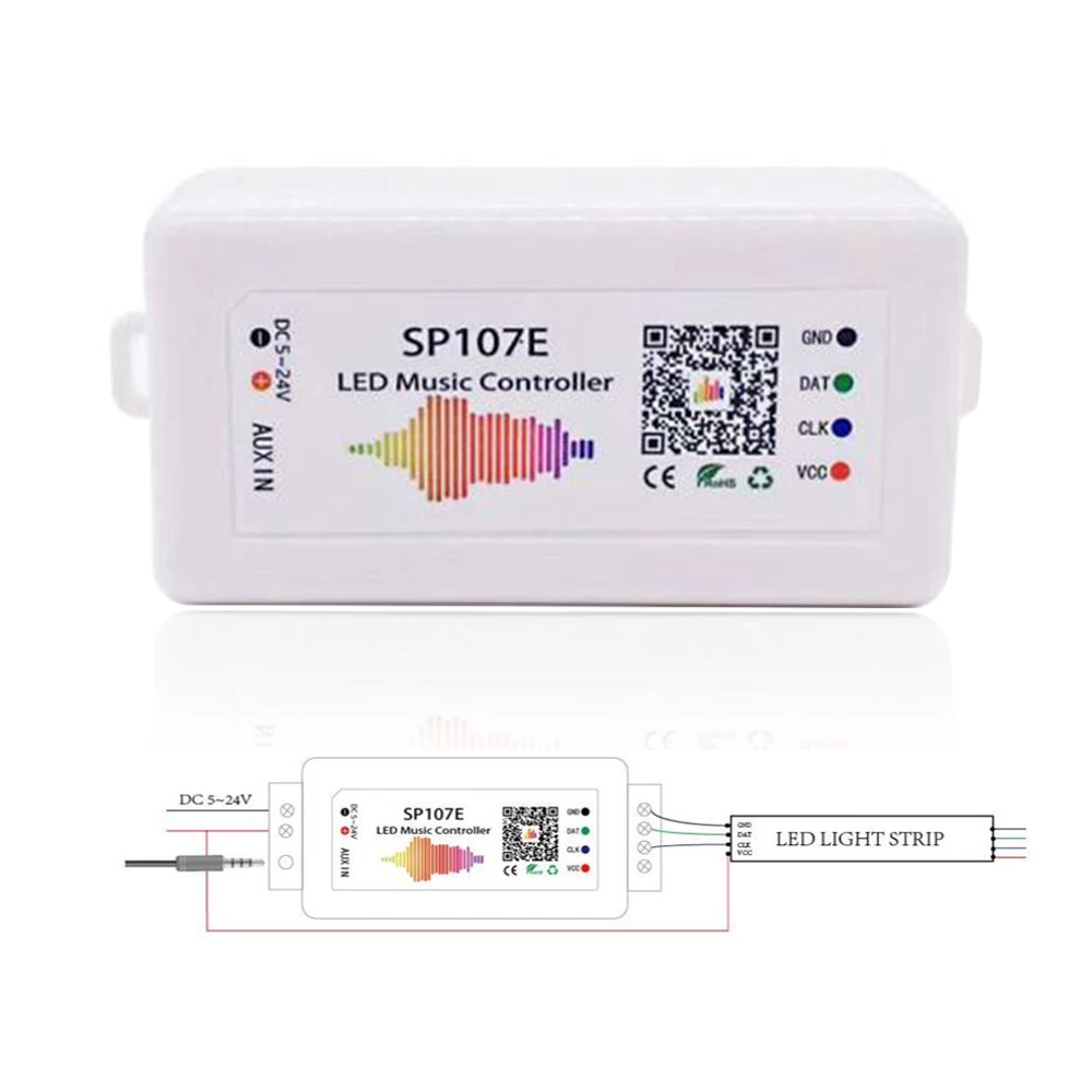SP107E Addressable LED Music Controller for ws2811 WS2813 SK6812 WS2801 light
