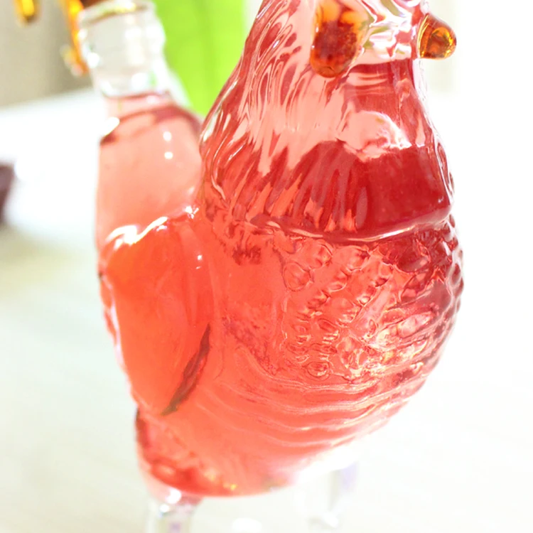 Creative Hand Made Borosilicate Heat Resistant Animal Shaped Clear Glass Decanter Chicken Shaped Wine Bottle