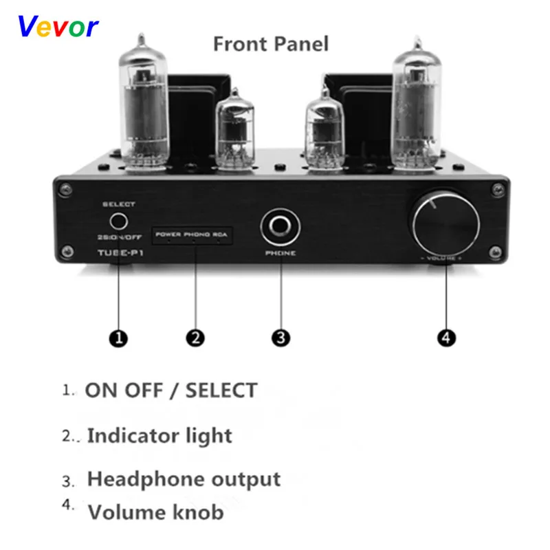 
MINI HIFI Audio Amplifier Single-ended Electron Tube LP Desktop Amplifier MCU Control AUX/PHONO Input 