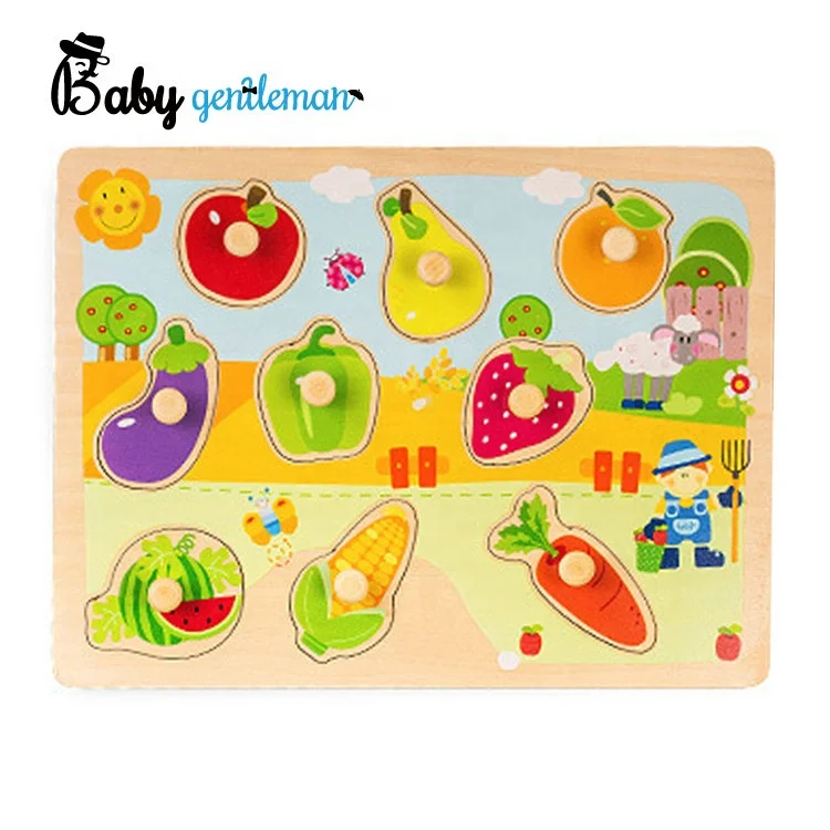 Hot sale early educational toy wooden dinosaur peg puzzle for kids Z14176M