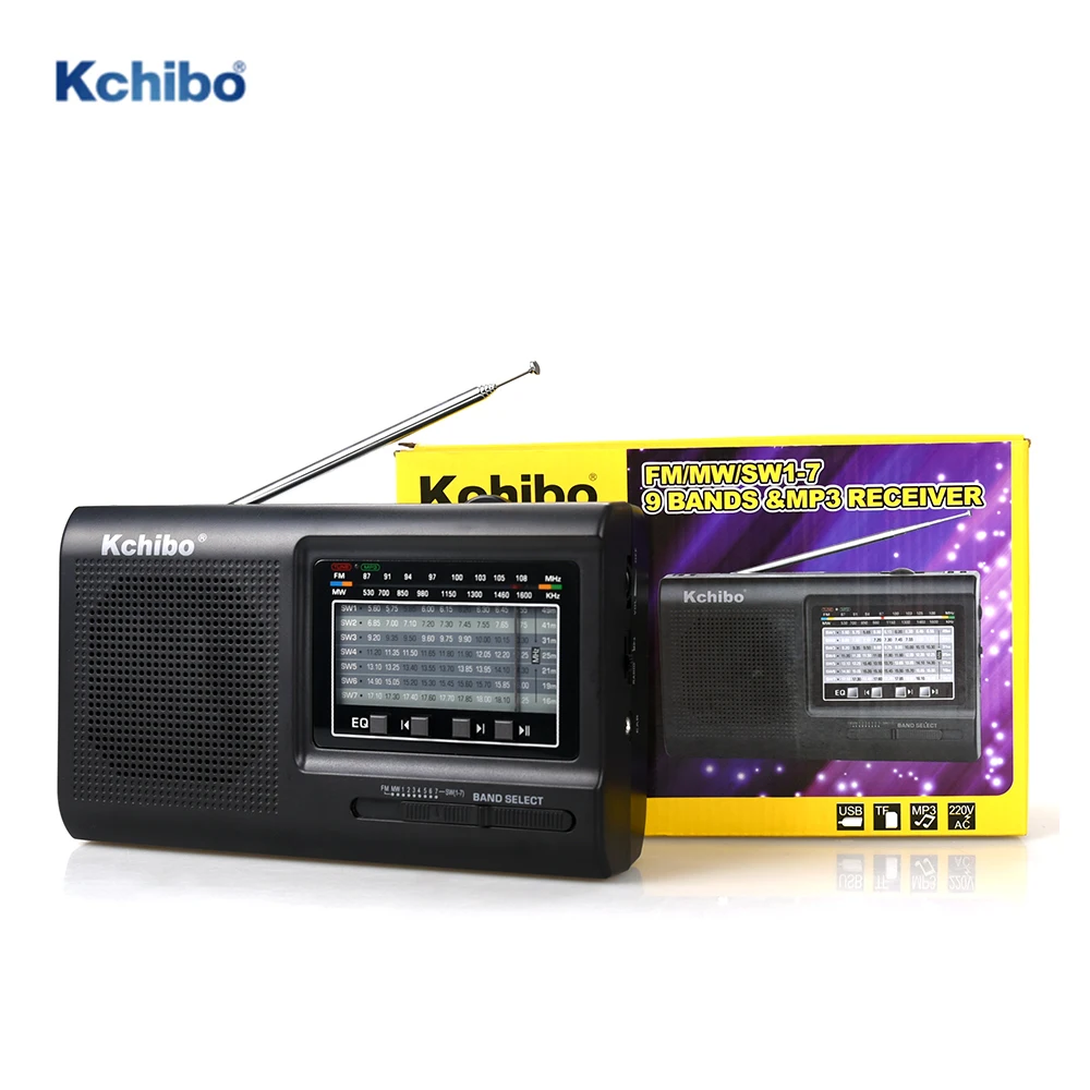 Stereo Kchibo radio FM/MW/SW1-8 10 band world receiver with MP3