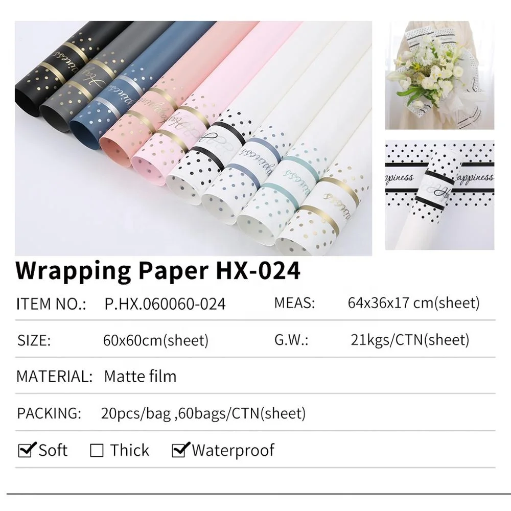 Fashion trend DIY Florist Packing Paper factory more 6 colors inventory 60cm*60cm wholesale plastic wrapping papers