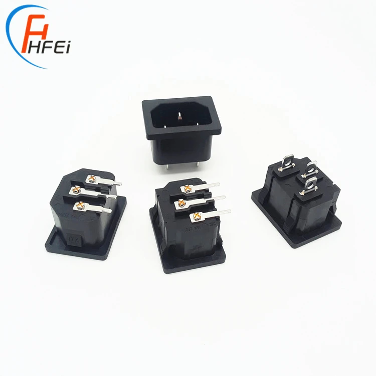 iec connector 3 pin snap type AC-05 connector AC power socket C14 ac plug for pcb