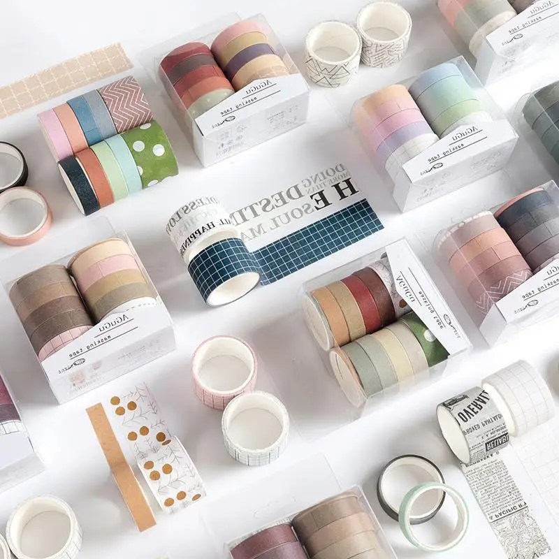 10pcs/set or 7pcs/set Cute Basic color Washi Tape Scrapbook DIY Masking Tape School Stationery Store  supplies