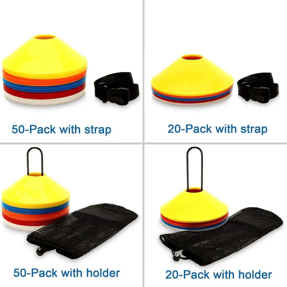 Football Mini Training Agility Cones Soccer Cones  20 Pack with Carry Strap Speed Training Equipment Training & Coaching