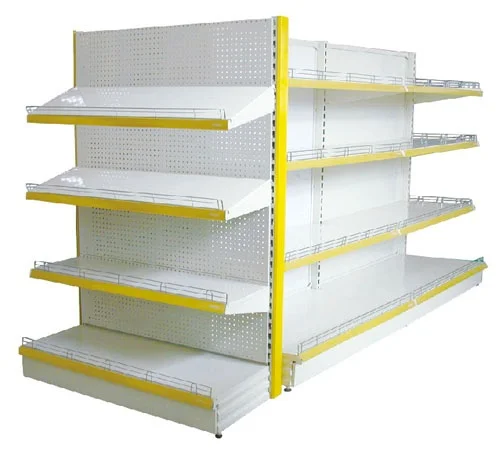 Single-sided Feature and Metallic Material European Style Supermarket Shelf Grid Display