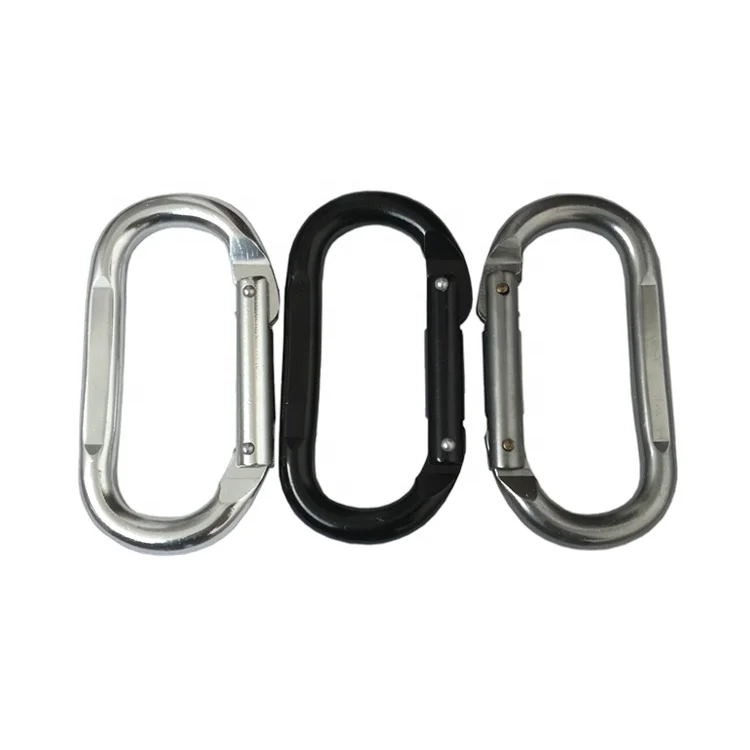 Factory wholesale 11cm flat  oval shaped carabiner snap hook aluminum karabiner clip outer door sport products