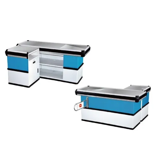 Supermarket equipment checkout counter cashier register for retail stores customized design for sale