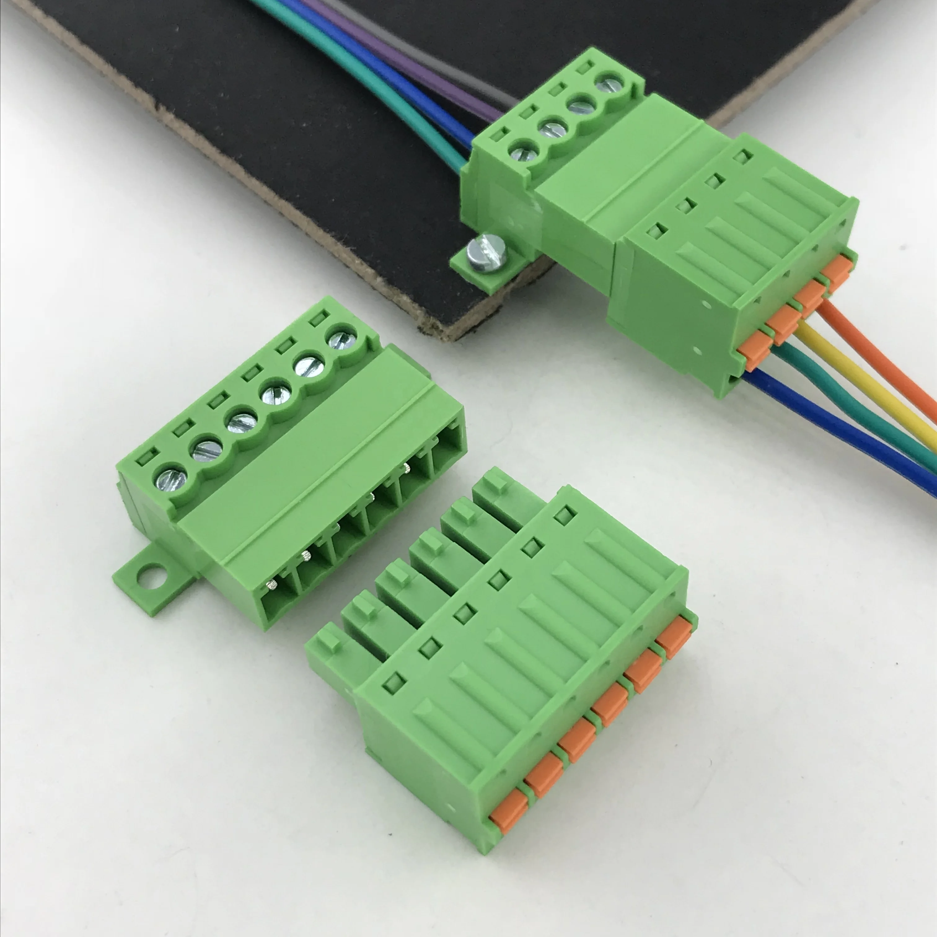 6pin 3.81mm Pitch panel fixed male and female pluggable terminal block connector 300V 8A