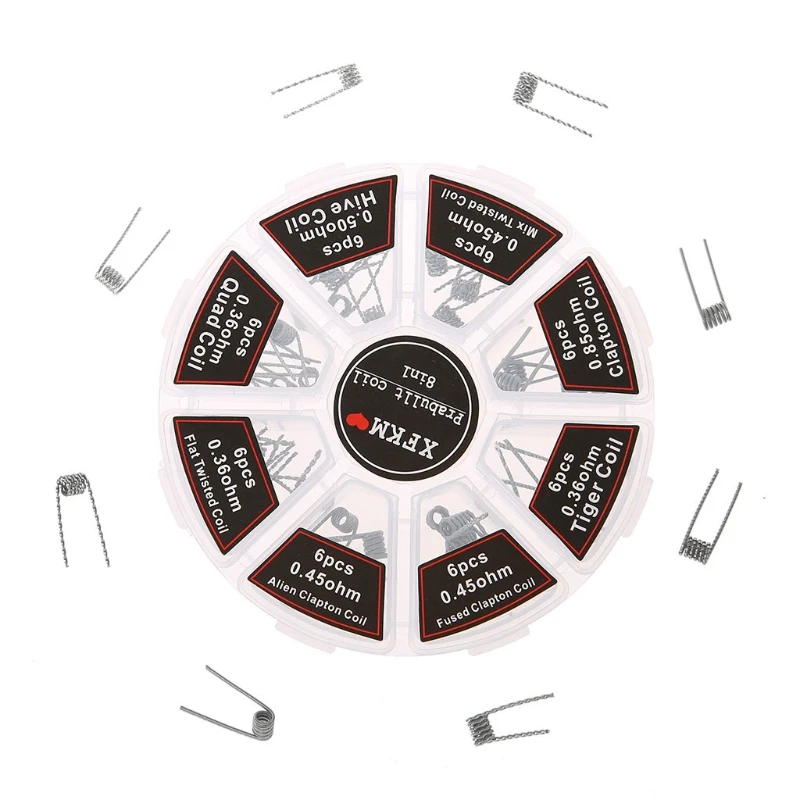  Готовая катушка XFKM 8 в 1 Clapton Alien Tiger Hive Quad плоская скрученная сплавленная нагревательная проволока для вейпа готовая электронной