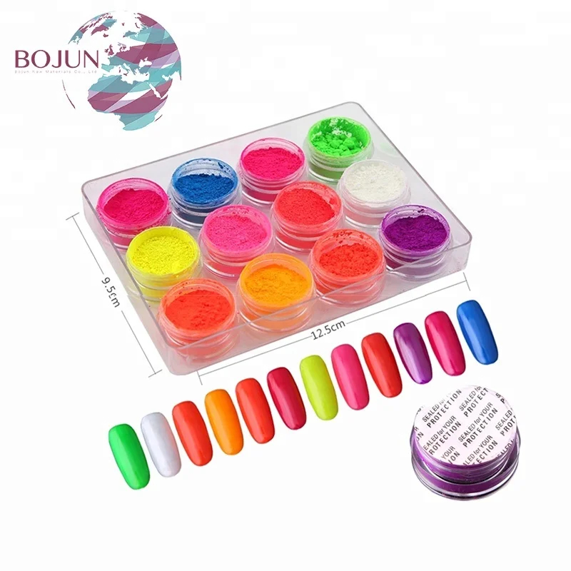 продажа неоновый 12 цвет night glow порошок в темноте фосфора ногтей Блеск Флуоресцентный порошок пигмент/фотохромные пигмент