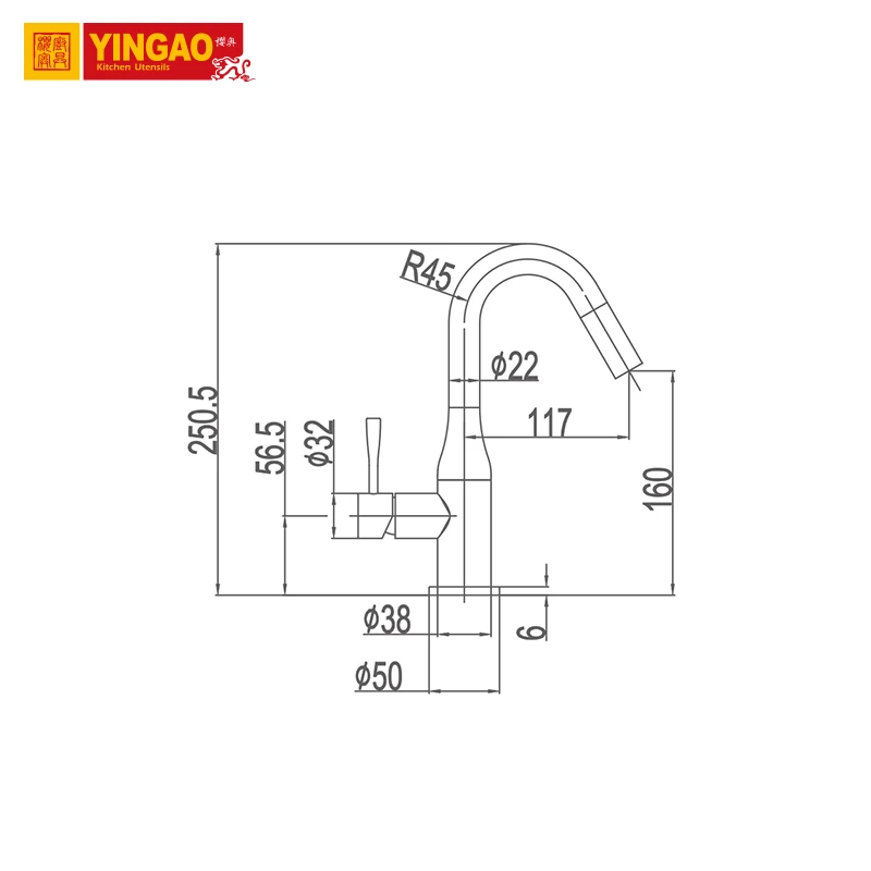 YINGAO 2019 новый смеситель из нержавеющей стали для ванной и кухни SUS 304
