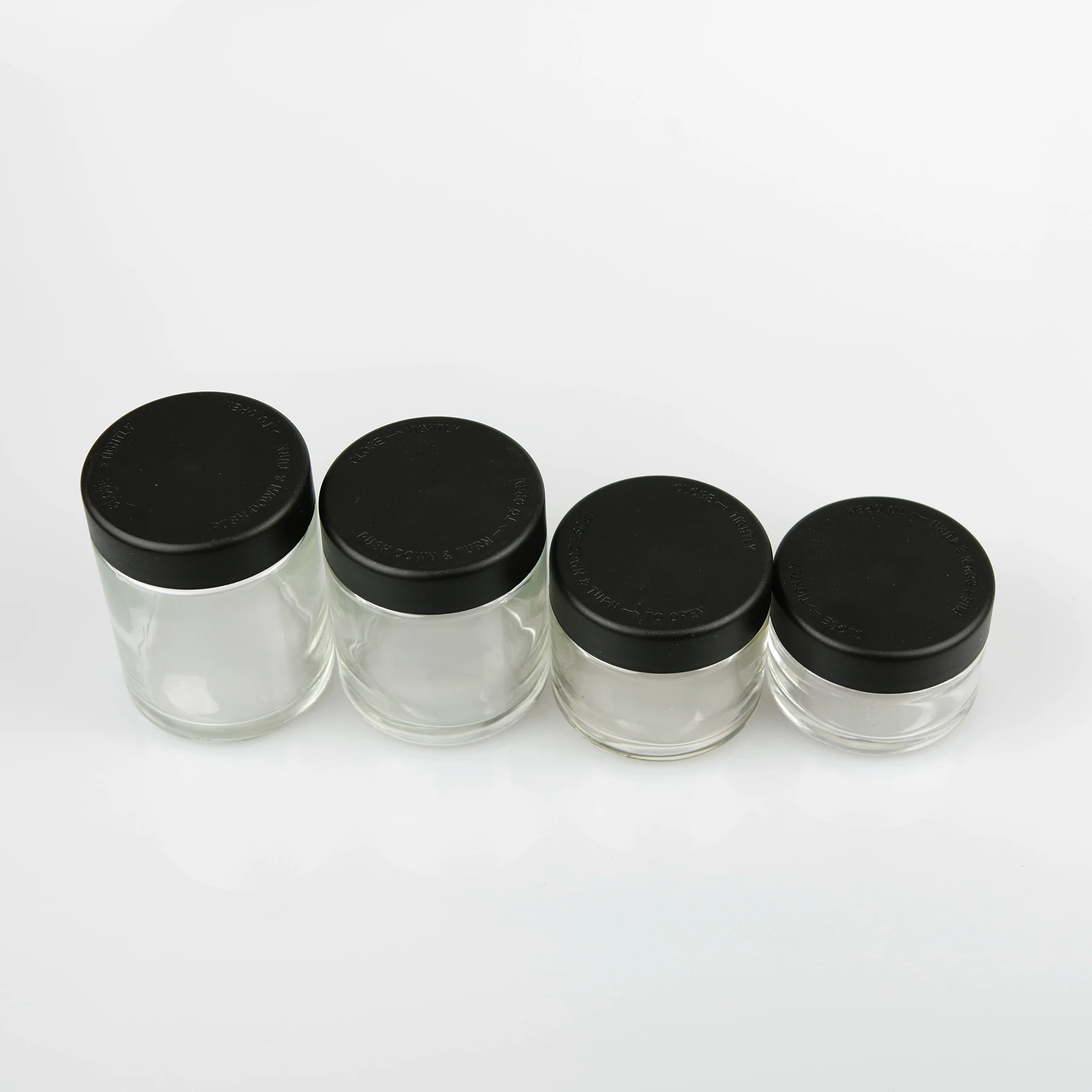 
1 oz 2 oz 3 oz 4 oz glass jar with child proof cap for weed packaging 