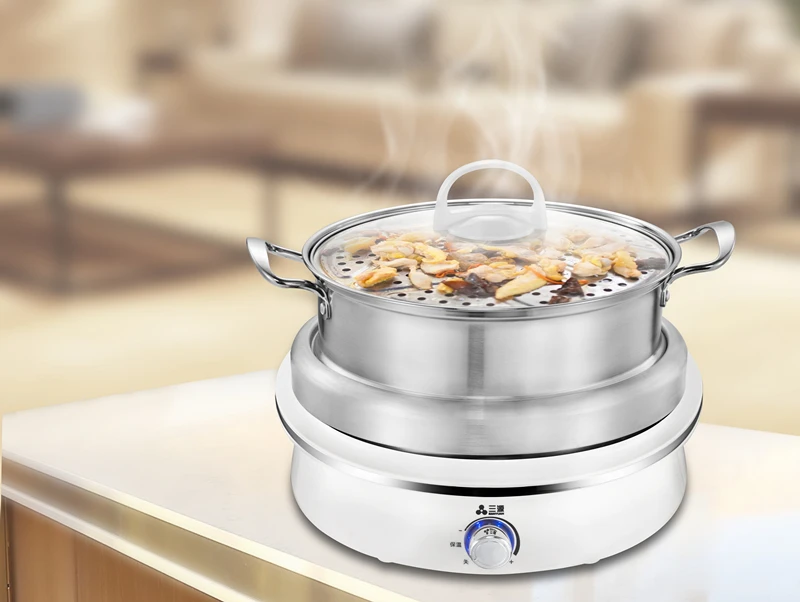 
4L new multipurpose food pot cooker thermal casserole stainless steel food warmer electric hot pot 