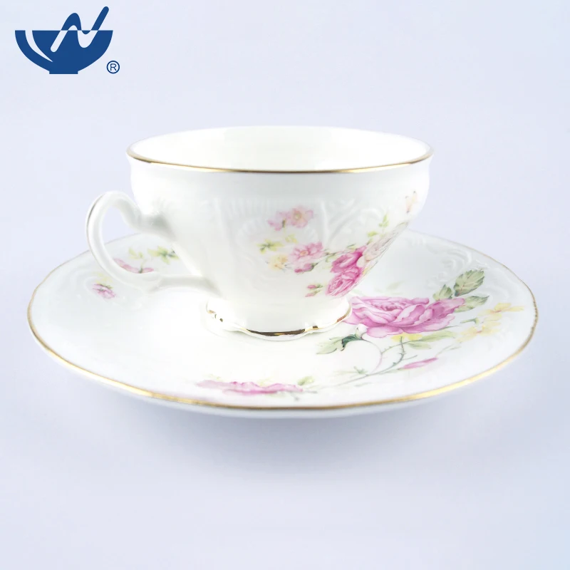 Chinese Supplier Ceramic Coffee Cup Fine Bone China Tea Cup Set With Saucer
