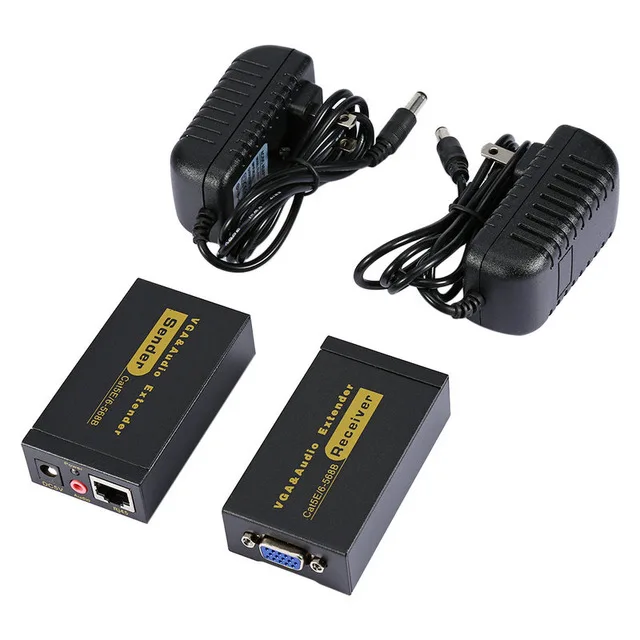 VGA Extender к Lan CAT5e/6 RJ45 Ethernet-адаптер VGA видео и стерео аудио удлинитель TX передатчик RX приемник конвертер