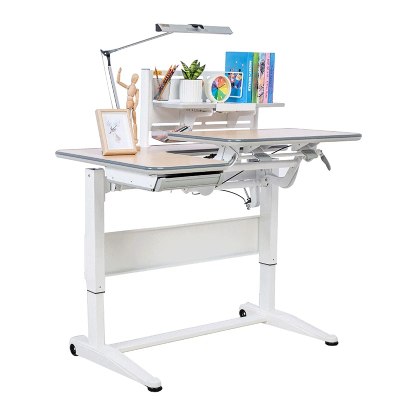 Двойной стол у себя дома с регулировкой по высоте, Дети Изучают Стол