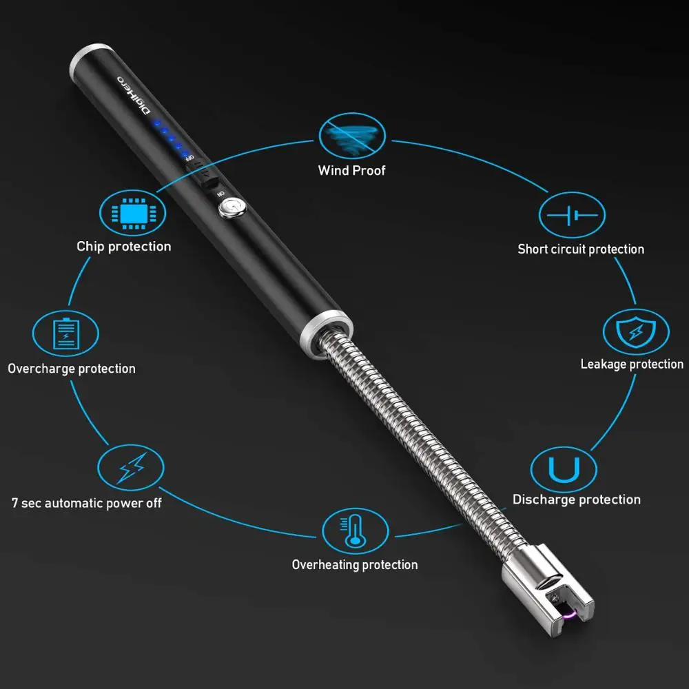 Usb Lighter Rechargeable,single Arc Spark Electronic BBQ USB Cigarette Lighter Metal Windproof Gift Box Package