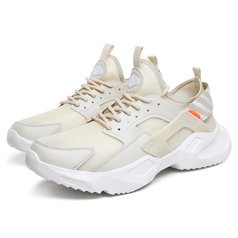 
Beige new Breathable Mesh Lace-up Casual Flat Hombre wholesale sneakers brand fashion shoes 