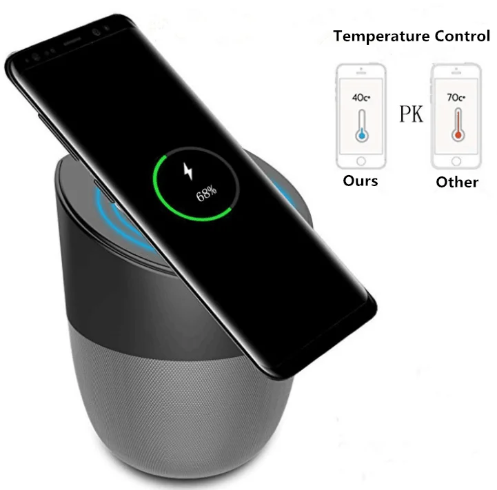 2018 new invention code 10W qi fast wireless charger bluetooth speaker with mobile stand