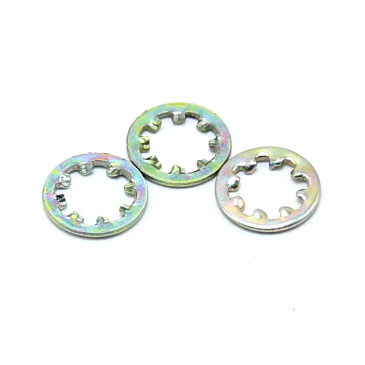 External dome star bearing serrated internal toothed lock washer