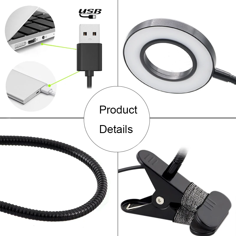 Customized logo USB led desk lamp modern flexible usb clip desk lamp