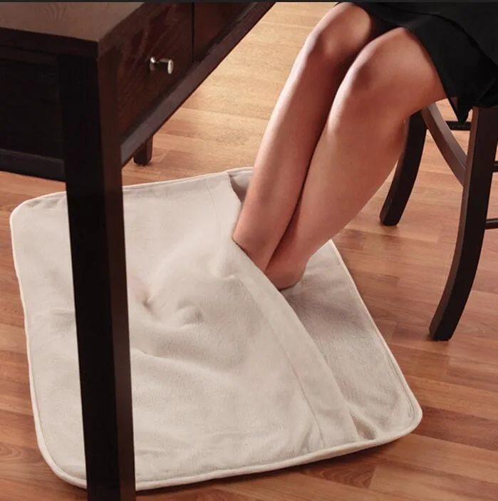 Chinese Factory Direct Sales Washable Power-bank Powered Electric Heated Foot Extra Long Cord-soft Plush Warmer Pad for Feet