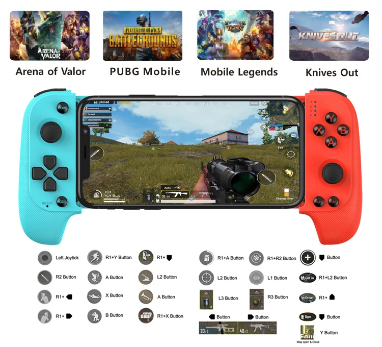 
Saitake 2019 New mobile phone joystick bluetooth wireless controller for android/IOS for PUBG portable gamepad mobile controller 