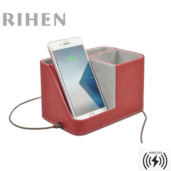 
10W PU Leather Pen Holder wireless charger 