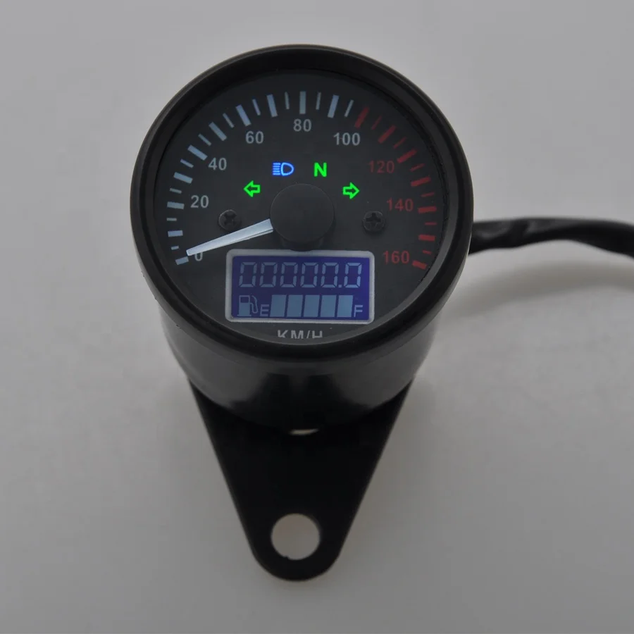 Universal Motorcycle LCD Digital 12000RPM Tachometer Speedometer Odometer Black Factory Direct Sales
