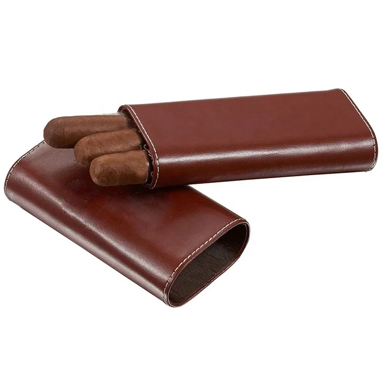 ISO BSCI factory KID wholesale custom PU leather travel gift tube accessories holder cigar case
