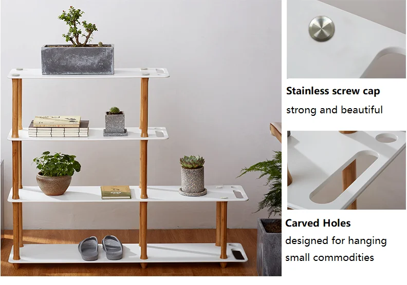 four tiers bamboo shelves bamboo racks