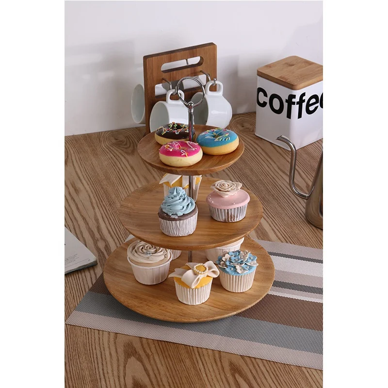 luxury rectangle three tier suspended wooden wholesale wedding cake stand fittings large 3 layer 3 tier afternoon tea cake stand