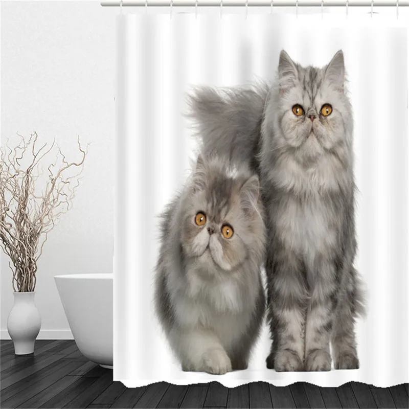 Wholesale 3D digital printing cute animal polyester pongee custom waterproof shower curtain