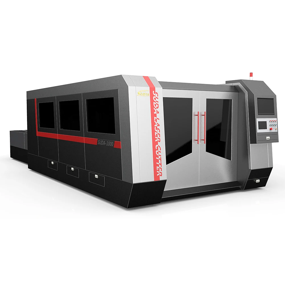 
SUDA FG-3015DH FIBER LASER MACHINE 1500*3000MM 1000W RAYCUS & IPG LASER SOURCE WITH AUTOMATIC EXCHANGE PLATFORM AND BIG COVER 