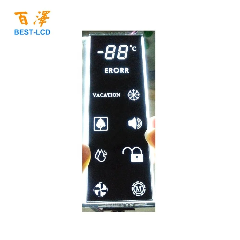 
Custom 7 segment PMVA monochrome LCD Display with White LED Backlight For Home Appliances/Refrigerator/Freezer 