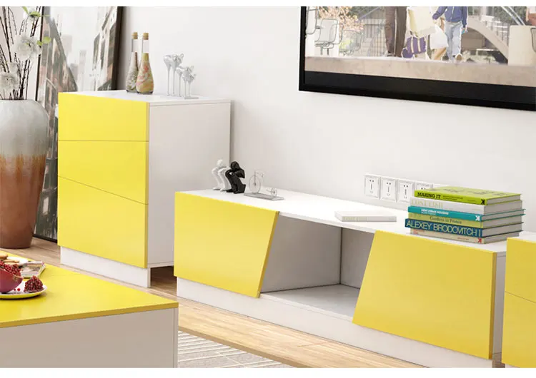 home furniture general use high gloss yellow color extra  modern sideboard