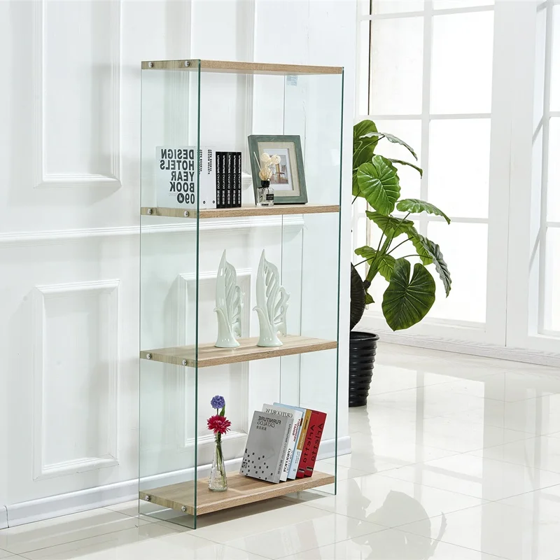 
Hot Sale living room furniture 3 Tiers tempered hot bent glass bookcases/Storage rack/Storage Shelf designs 