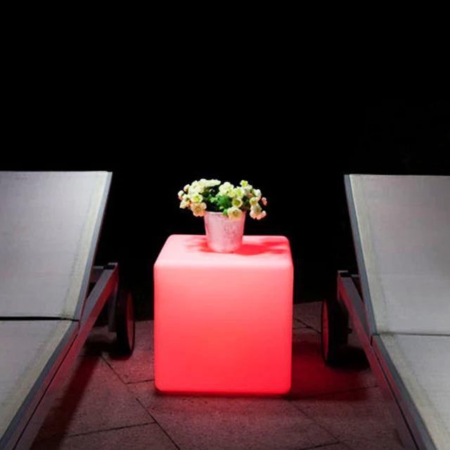 Colorful glowing plastic illuminated led cube seat