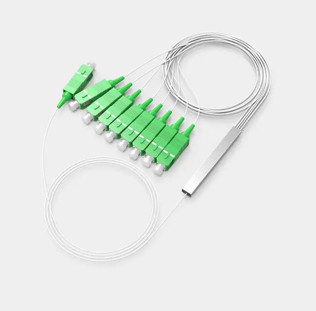 0.9mm plc splitter 1x2 1x4 1x8 1x16 SC/UPC SC/APC steel tube with connectors and without cassette type
