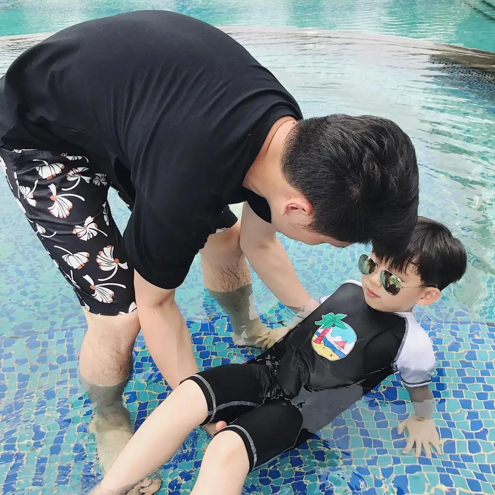 Beach Boys One-Piece Swimwear For Children With Cartoon Character + Cap Boys Swimwear Kids Swim Trunks Baby Swimming Swimsuit