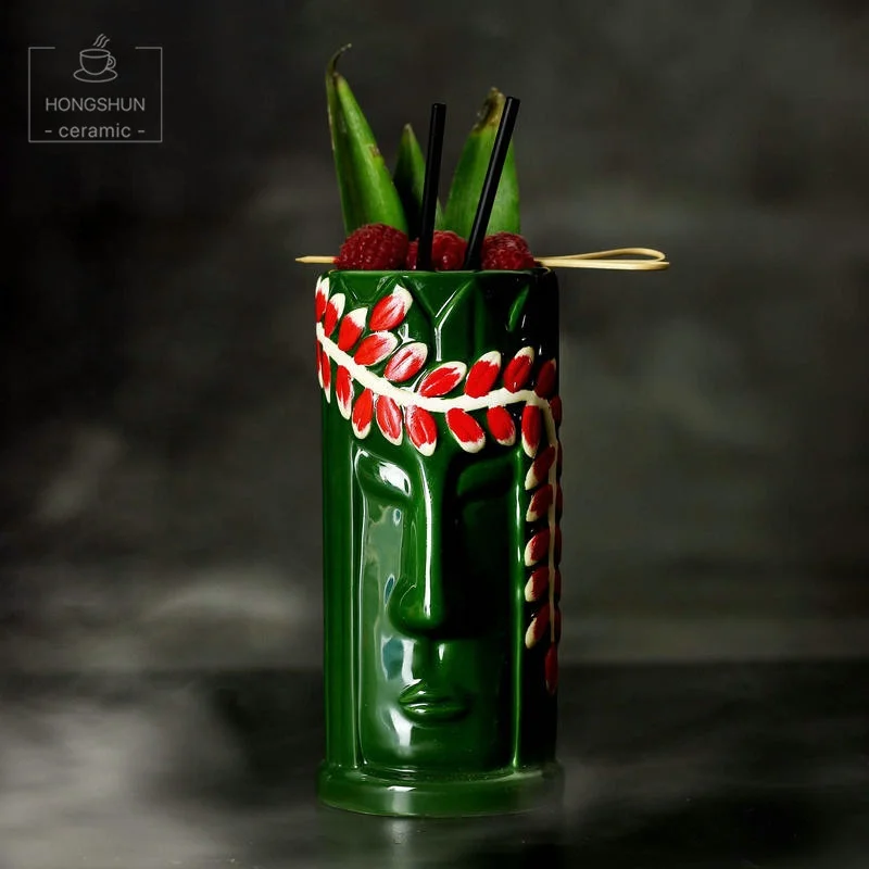
Tiki Mugs Drinkware 10 oz Ceramic Tiki Mug goddess Statue Cocktail Glass Stoneware Beer Mug 